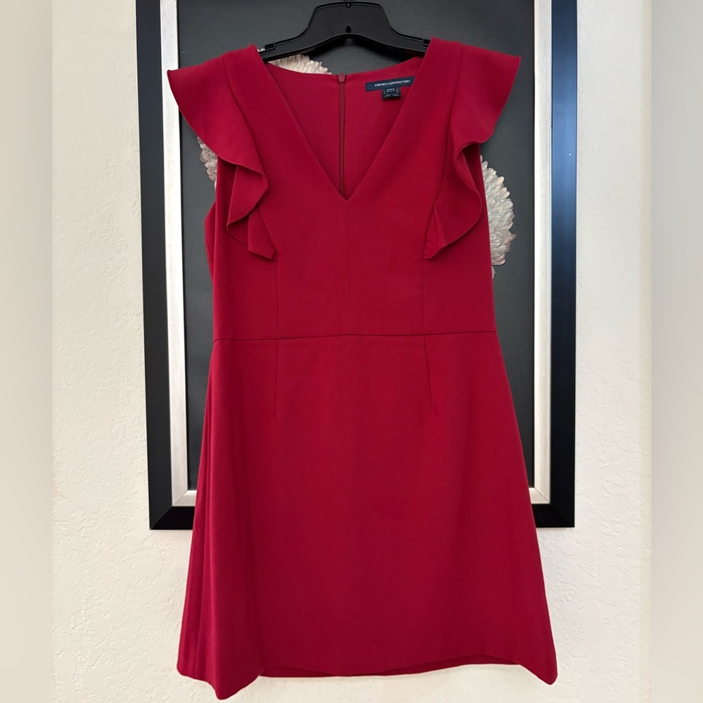 French Connection Vibrant Red Ruffle Mini Dress